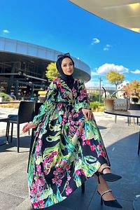 Melis Desenli Elbise - Siyah ürün fotoğrafı