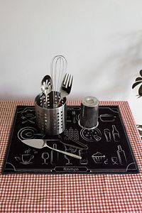 Baskılı Bulaşık Kurutma Matı 46x36 Cm Kurulama Bezi Örtüsü Mf-060 Siyah ürün fotoğrafı