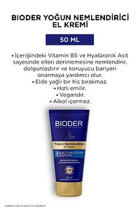 Yoğun Nemlendirici El Kremi 50 Ml - Vitamin B5 Hyalüronik Asit 24 Saat Etki Alkolsüz 2 li ürün fotoğrafı