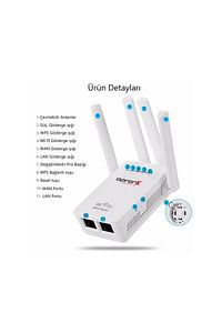 4 Antenli Wifi Sinyal Yükseltici Wifi Repeater Range Extender 300mps ürün fotoğrafı