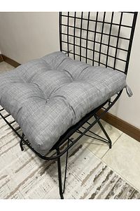Eco Gri Sandalye Minderi Özel Düğme Dikişili Bağcıklı 40x40cm ürün fotoğrafı