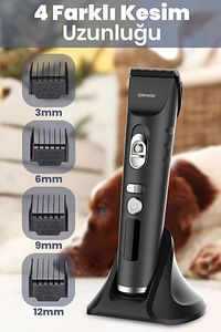 Animalpro Şarj Standlı Led Ekranlı Kedi Köpek Tıraş Makinesi Pet Evcil Hayvan Tüy Kesme Aparatlı ürün fotoğrafı