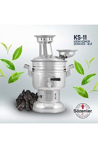Ks11 (4 LT) Krom Kömürlü Odunlu Semaver Taşıma Çantalı Hediyeli ürün fotoğrafı