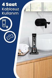 Animalpro Şarj Standlı Led Ekranlı Kedi Köpek Tıraş Makinesi Pet Evcil Hayvan Tüy Kesme Aparatlı ürün fotoğrafı