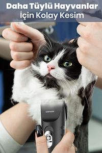 Animalpro Şarj Standlı Led Ekranlı Kedi Köpek Tıraş Makinesi Pet Evcil Hayvan Tüy Kesme Aparatlı ürün fotoğrafı