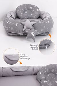 Babynest, Bebek Uyku Yatağı 0-2 Yaş - Gri Kedi Desen ürün fotoğrafı