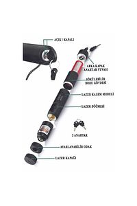 Laser Pointer Şarjlı Güçlü Yeşil Lazer Metal Kasa ürün fotoğrafı