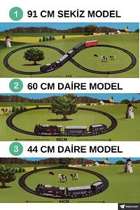 Oyuncak 19 Parça Sesli Ve Işıklı Klasik Tren Seti 91 Cm 3 Farklı Ray Modeli Pilli Tren ürün fotoğrafı