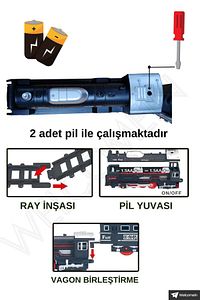 Oyuncak 19 Parça Sesli Ve Işıklı Klasik Tren Seti 91 Cm 3 Farklı Ray Modeli Pilli Tren ürün fotoğrafı