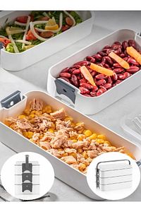 3 Katlı Taşınabilir Yemek Kabı – Lunch Box Diyet Beslenme Saklama Kabı Çatal Kaşıklı ürün fotoğrafı