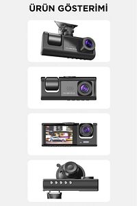 TA-01 Siyah 1080p Araç içi 3 Kameralı Lcd Ekranlı Gece Görüşlü , G-sensör , Geri Görüş Kamera ürün fotoğrafı