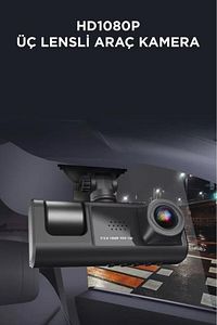 TA-01 Siyah 1080p Araç içi 3 Kameralı Lcd Ekranlı Gece Görüşlü , G-sensör , Geri Görüş Kamera ürün fotoğrafı