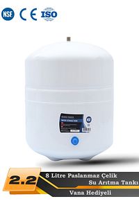 Su Arıtma Cihazı Metal Genleşme Su Tankı 8 Lt Su Arıtma Deposu Tank Vanası Hediyeli ürün fotoğrafı
