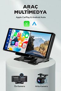 Taşınabilir CarPlay, Android Auto Uyumlu Destekli Ön-Arka Kameralı Torpido Üstü Araç Multimedya ürün fotoğrafı