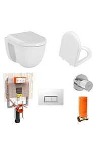 S40 Kanalsız Asma Klozet+yavaş Kapak+ Gömme Rezervuar Set ürün fotoğrafı