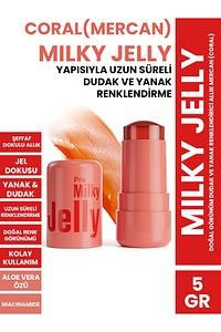 Milky Jelly Doğal Görünüm Dudak ve Yanak Renklendirici Allık Mercan (Coral) 5 GR ürün fotoğrafı