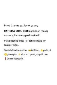 Dekor Plaka, Isimli Plaka, Cam Önü Plakası, Aksesuar Plaka ürün fotoğrafı
