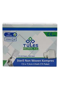 Tules 5 Li Steril Non Woven Kompres Spanç 7,5 X 7,5cm 500 Adet ürün fotoğrafı
