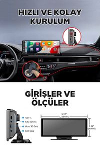 Taşınabilir CarPlay, Android Auto Uyumlu Destekli Ön-Arka Kameralı Torpido Üstü Araç Multimedya ürün fotoğrafı