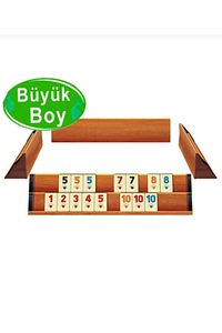 Büyük Boy Cilalı Tahta Ağaç Ahşap Okey Takımı 43 cm +İskambil Kağıdı ürün fotoğrafı