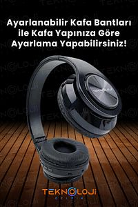 Kablosuz Kulaklık Bluetooth Mikrofonlu Kulaküstü Kulaklık Led Işıklı Katlanabilir SİYAH-KIRMIZI ürün fotoğrafı