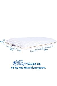 Visco Ortopedik Çocuk Yastığı (SENSİTİVE BABY) Hava Kanallı, 66x33x6cm, Beyaz ürün fotoğrafı