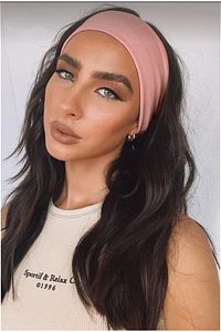 Kadın Pudra Pembe Esnek Pamuklu Saç Bandı ürün fotoğrafı