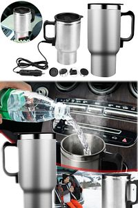Akıllı Araba Kettle Kapaklı Termos Tüm Arabalara Uyumlu Çakmaklık Girişli Nescafe Su Isıtıcı Bardak ürün fotoğrafı