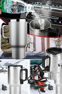 Akıllı Araba Kettle Kapaklı Termos Tüm Arabalara Uyumlu Çakmaklık Girişli Nescafe Su Isıtıcı Bardak ürün fotoğrafı