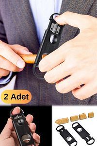 2 Adet Siyah Pro Kesme Makası Portatif Paslanmaz Çelik Puro Kes Delici Puro Zımba Kesici Paslanmaz ürün fotoğrafı