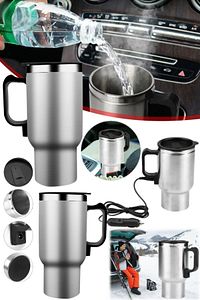 Akıllı Araba Kettle Kapaklı Termos Tüm Arabalara Uyumlu Çakmaklık Girişli Nescafe Su Isıtıcı Bardak ürün fotoğrafı