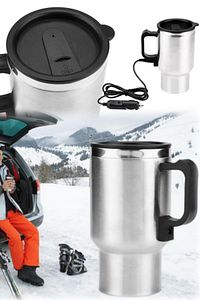 Akıllı Araba Kettle Kapaklı Termos Tüm Arabalara Uyumlu Çakmaklık Girişli Nescafe Su Isıtıcı Bardak ürün fotoğrafı