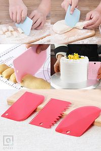 3lü Set Hamur Kesme Ve Kazıma Aparatı Hamur Pasta Börek Kek Çörek Şekillendirici Kesici Kazıyıcı Q06 ürün fotoğrafı