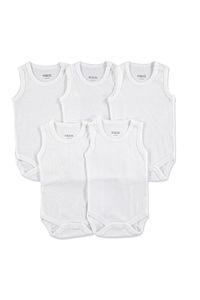 Bebek Basic Ribana Bisiklet Yaka 5li Atlet Body - Beyaz ürün fotoğrafı