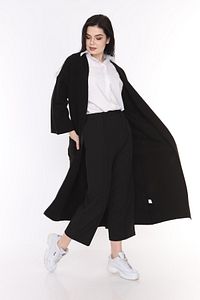 Kadın Siyah Kışlık Kimono Kol Cepli V Yaka Hırka 4100 ürün fotoğrafı