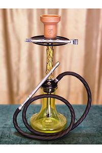 Khateeb Sarı Desenli Orta Boy Profesyonel Nargile Takımı 42 cm (Kefo Çelik Maşa & GT Bowls Lüle) ürün fotoğrafı