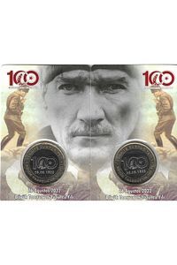2022 Yılı “büyük Taarruz’un 100.yılı” Hatıra Parası Özel Folder Içinde Ters Düz Takım Çil ürün fotoğrafı