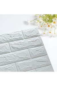 50x50 Cm 0,27 M² Kendinden Yapışkanlı Duvar Kağıdı Esnek Köpük Paneli 3d Boyutlu Tuğla Desen Beyaz ürün fotoğrafı