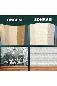 50x50 Cm 0,27 M² Kendinden Yapışkanlı Duvar Kağıdı Esnek Köpük Paneli 3d Boyutlu Tuğla Desen Beyaz ürün fotoğrafı