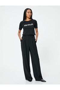 Kadın Siyah T-Shirt 9YAP13395EK ürün fotoğrafı