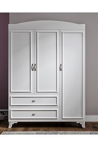 %100 Mdf Lisa 135cm 3 Kapaklı Dolap Beyaz ürün fotoğrafı