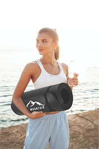 Premium Pilates Yoga Matı,Spor Matı,Egzersiz Matı,Pilates Minderi,Kaymaz Taban,180x55 cm 10 mm Siyah ürün fotoğrafı