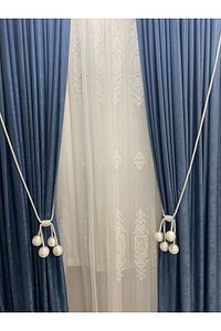 Modern Sarım 4 Toplu Braçol Kornişe Takmatik Ipli Tavan Perde Aksesuarı Krem ürün fotoğrafı