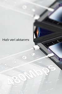 İphone 5/ 5s/ 6/ 6s/ 7 / Plus / Se 1 2 3 Nesil Hızlı Şarj Kablosu Usb To Lightning Örgülü Beyaz ürün fotoğrafı