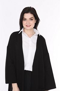 Kadın Siyah Kışlık Kimono Kol Cepli V Yaka Hırka 4100 ürün fotoğrafı