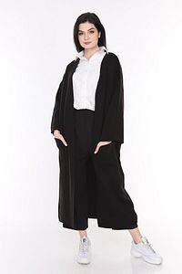 Kadın Siyah Kışlık Kimono Kol Cepli V Yaka Hırka 4100 ürün fotoğrafı