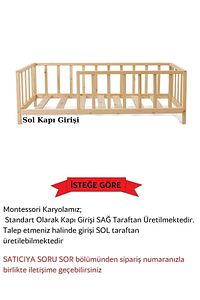 Unisex Montessori Bebek Ve Çocuk Karyolası Doğal Ahşap Yatak 100x200 ürün fotoğrafı