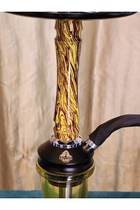 Khateeb Sarı Desenli Orta Boy Profesyonel Nargile Takımı 42 cm (Kefo Çelik Maşa & GT Bowls Lüle) ürün fotoğrafı