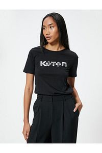 Kadın Siyah T-Shirt 9YAP13395EK ürün fotoğrafı