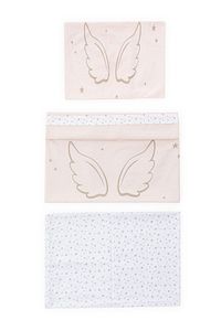 Angel Wings 5 Parça Beşik Uyku Seti, 90x60 cm Bebek Beşik Uyku Takımı, Pembe ürün fotoğrafı